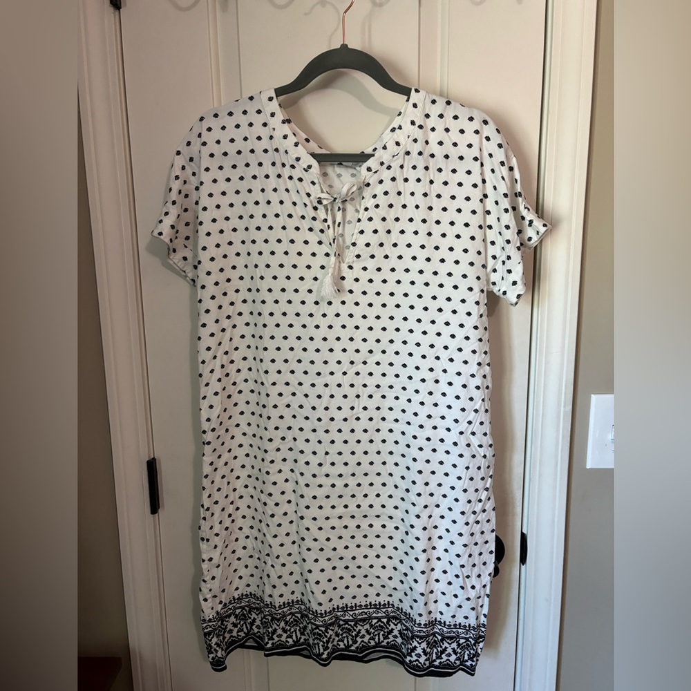 VINEYARD VINES Linen Blend split-neck tunic shift dress size 10